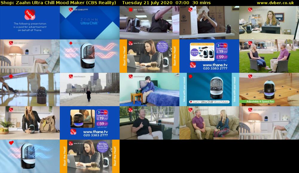 Shop: Zaahn Ultra Chill Mood Maker (CBS Reality) Tuesday 21 July 2020 07:00 - 07:30