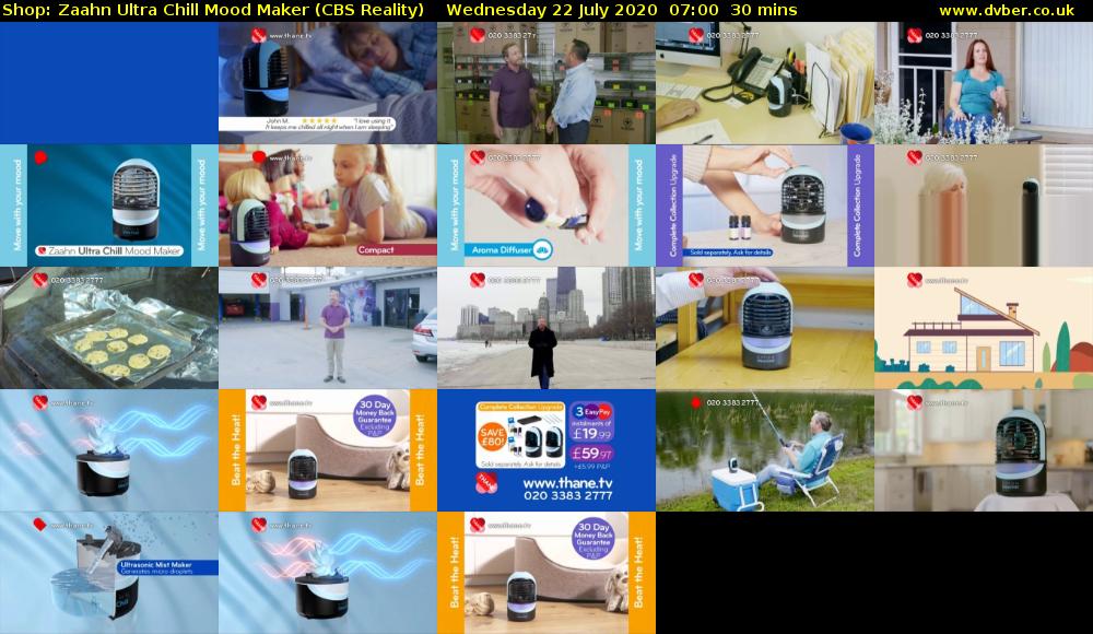 Shop: Zaahn Ultra Chill Mood Maker (CBS Reality) Wednesday 22 July 2020 07:00 - 07:30