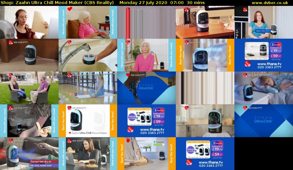 Shop: Zaahn Ultra Chill Mood Maker (CBS Reality) Monday 27 July 2020 07:00 - 07:30