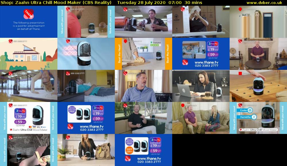 Shop: Zaahn Ultra Chill Mood Maker (CBS Reality) Tuesday 28 July 2020 07:00 - 07:30