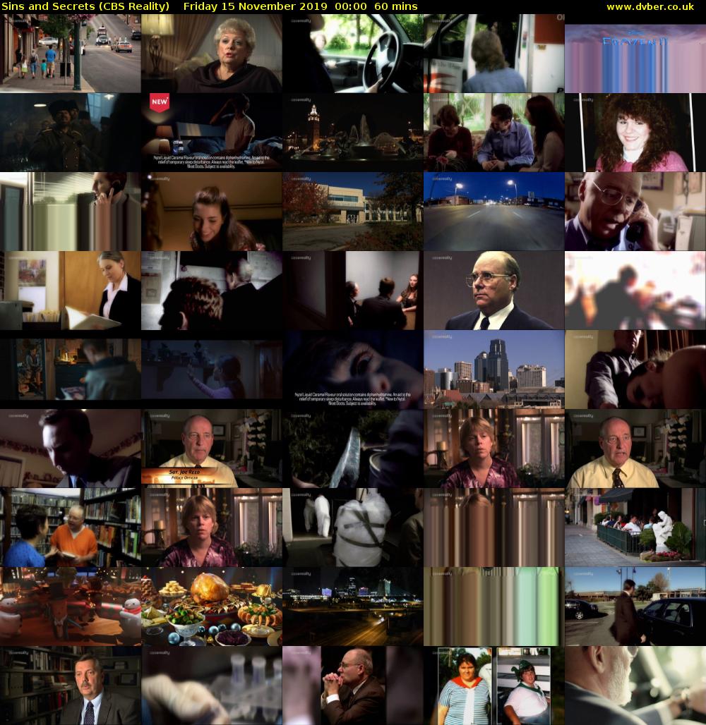Sins and Secrets (CBS Reality) Friday 15 November 2019 00:00 - 01:00