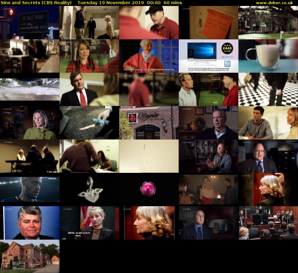 Sins and Secrets (CBS Reality) Tuesday 19 November 2019 00:00 - 01:00