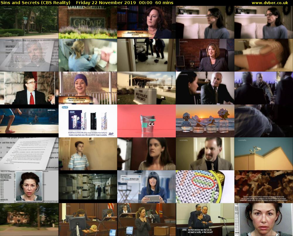 Sins and Secrets (CBS Reality) Friday 22 November 2019 00:00 - 01:00