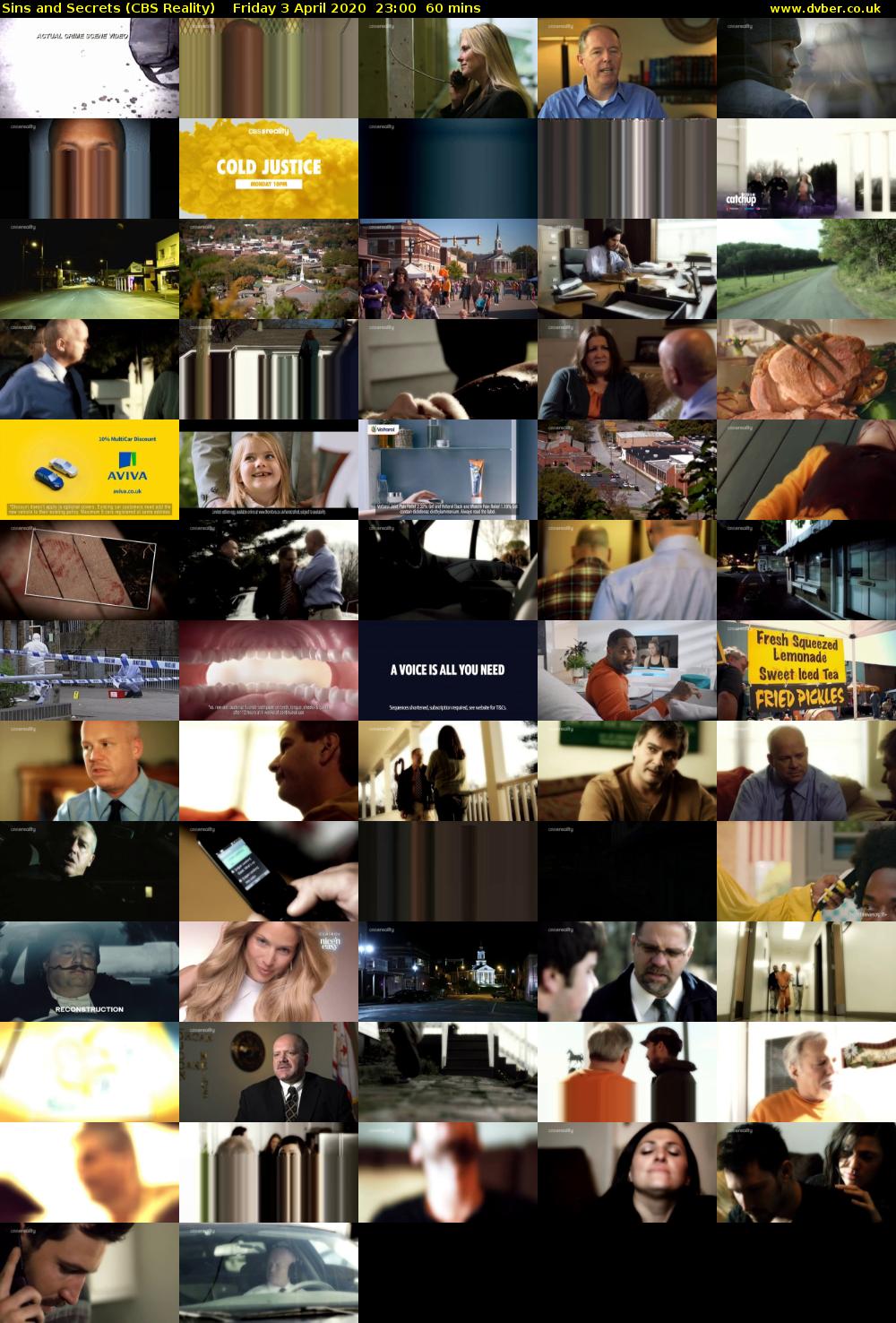 Sins and Secrets (CBS Reality) Friday 3 April 2020 23:00 - 00:00