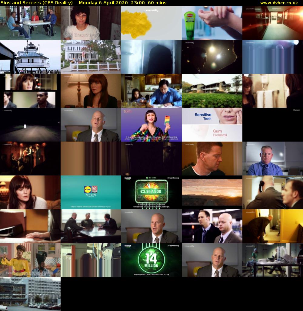 Sins and Secrets (CBS Reality) Monday 6 April 2020 23:00 - 00:00