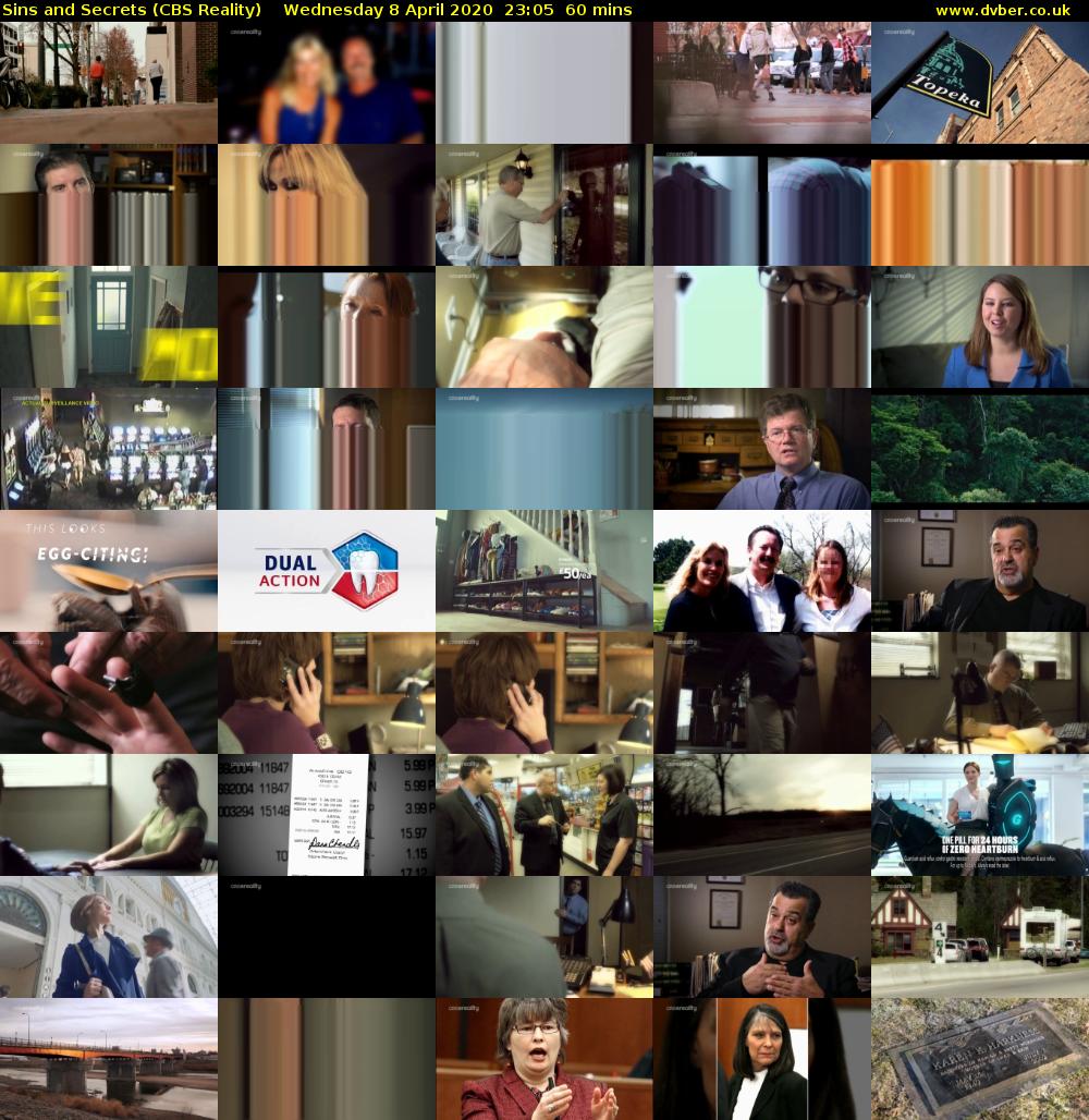 Sins and Secrets (CBS Reality) Wednesday 8 April 2020 23:05 - 00:05