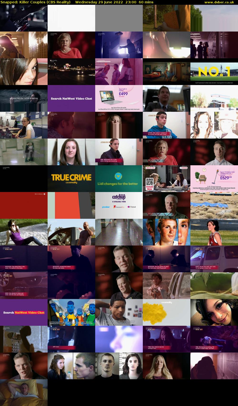 Snapped: Killer Couples (CBS Reality) Wednesday 29 June 2022 23:00 - 00:00