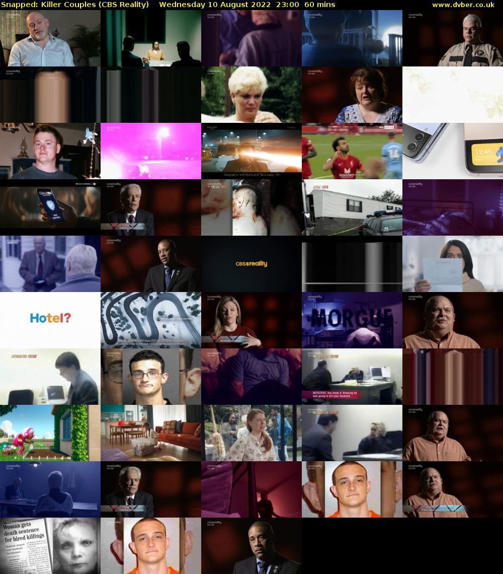 Snapped: Killer Couples (CBS Reality) Wednesday 10 August 2022 23:00 - 00:00