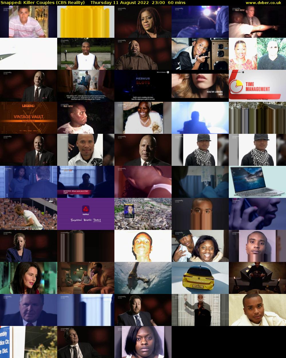 Snapped: Killer Couples (CBS Reality) Thursday 11 August 2022 23:00 - 00:00