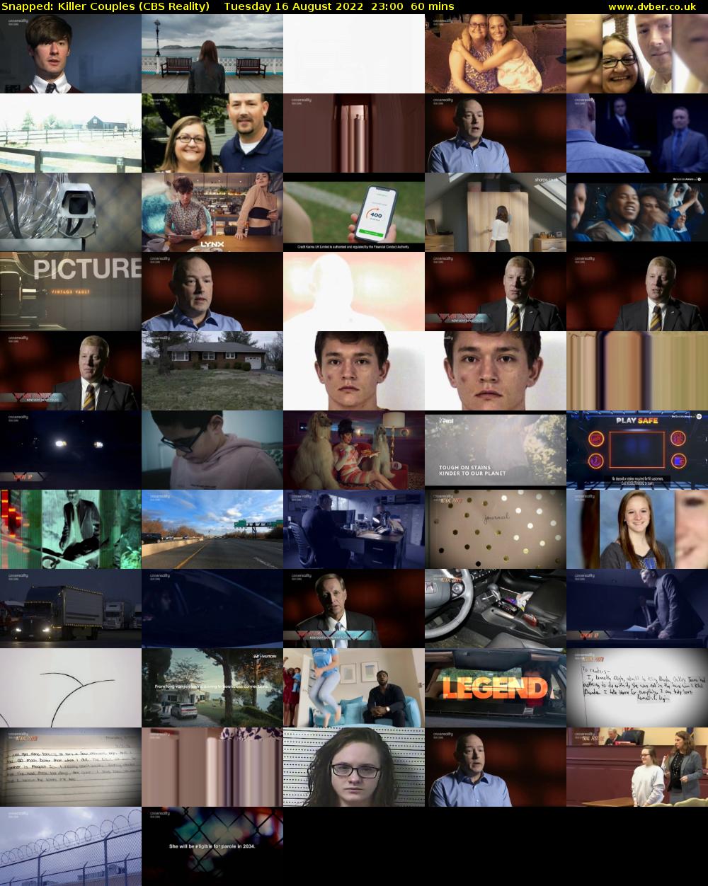 Snapped: Killer Couples (CBS Reality) Tuesday 16 August 2022 23:00 - 00:00