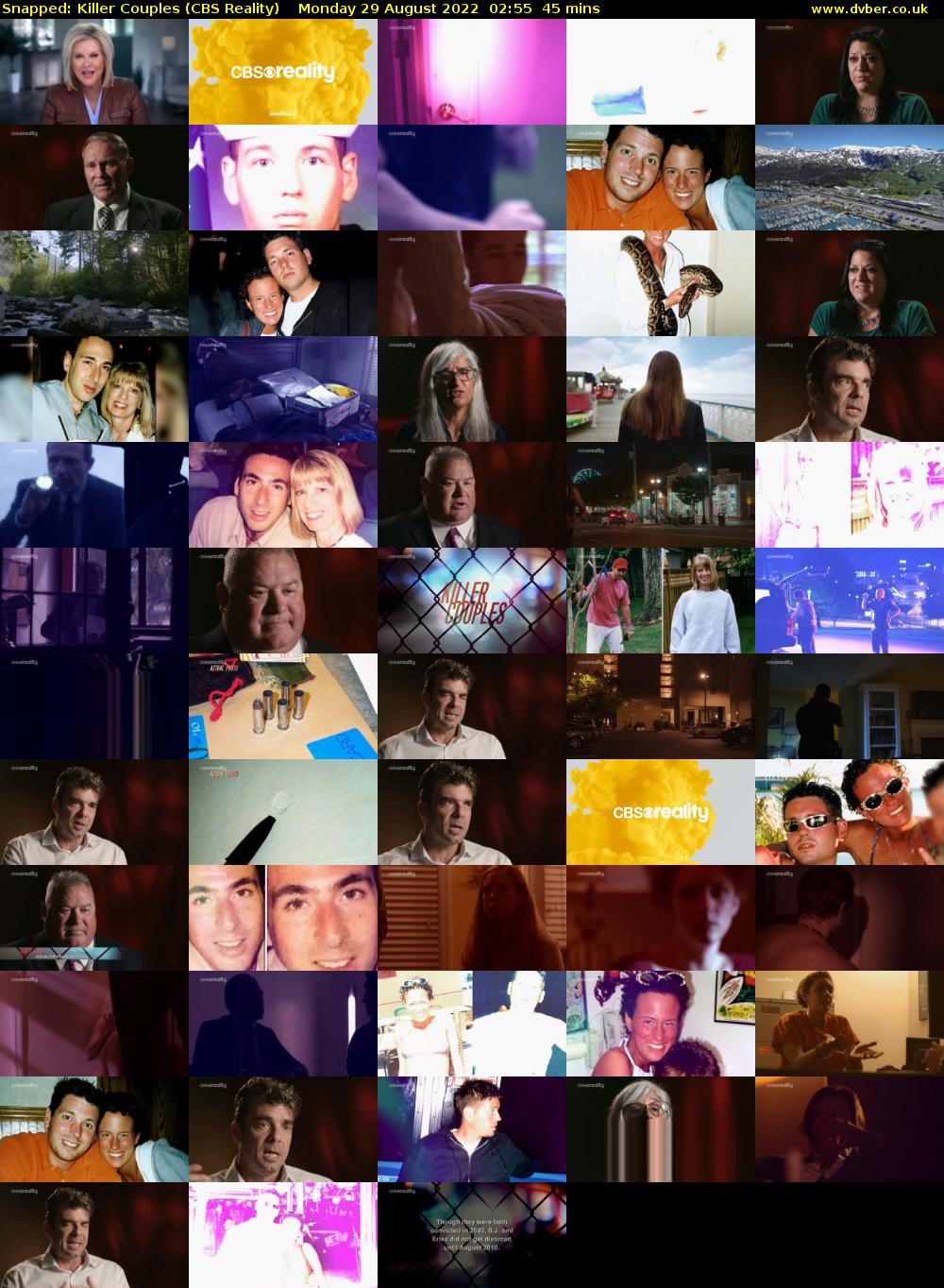 Snapped: Killer Couples (CBS Reality) Monday 29 August 2022 02:55 - 03:40