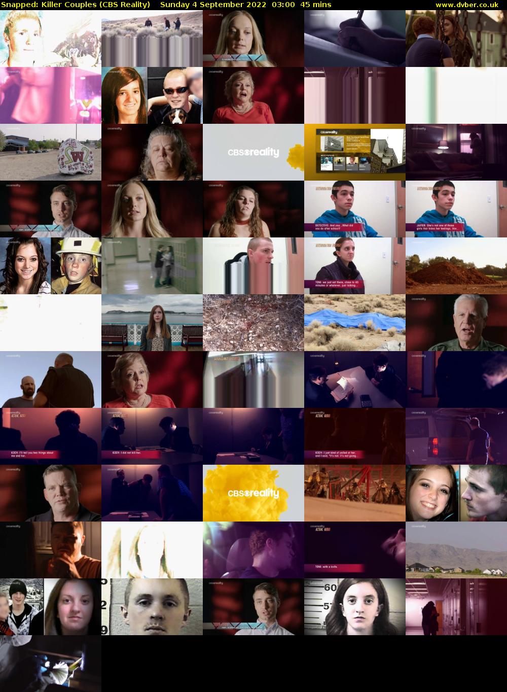 Snapped: Killer Couples (CBS Reality) Sunday 4 September 2022 03:00 - 03:45