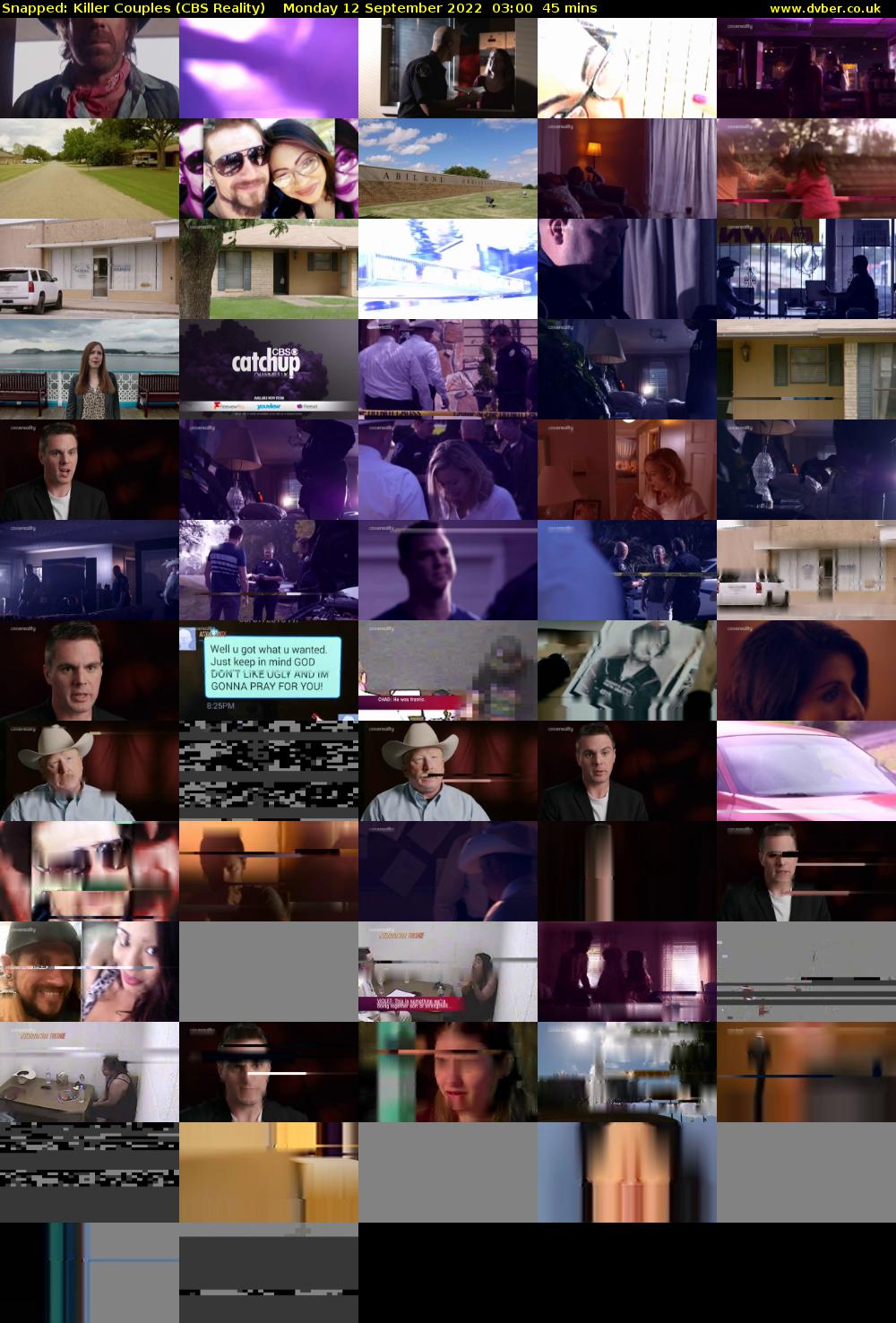 Snapped: Killer Couples (CBS Reality) Monday 12 September 2022 03:00 - 03:45