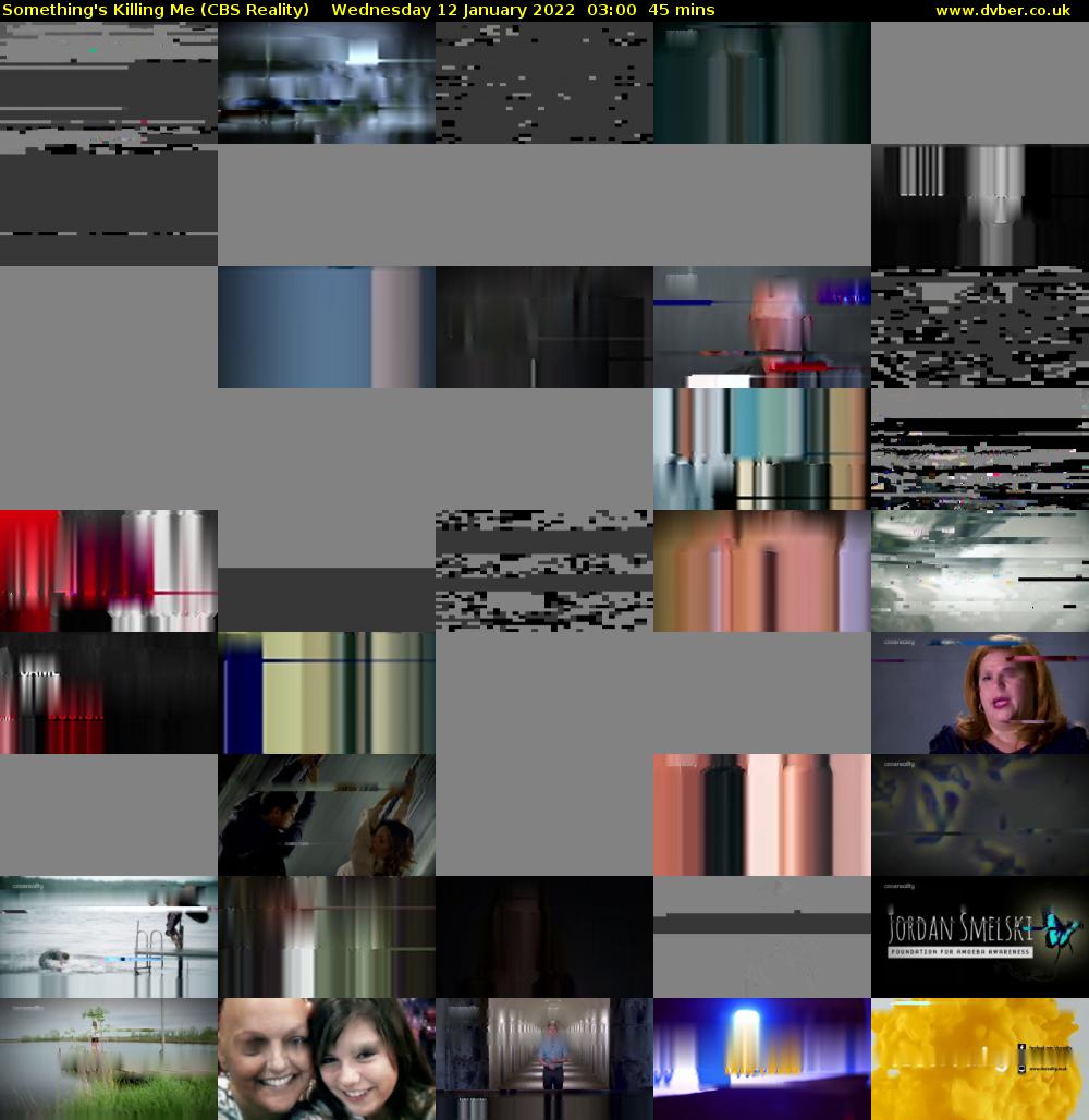 Something's Killing Me (CBS Reality) Wednesday 12 January 2022 03:00 - 03:45