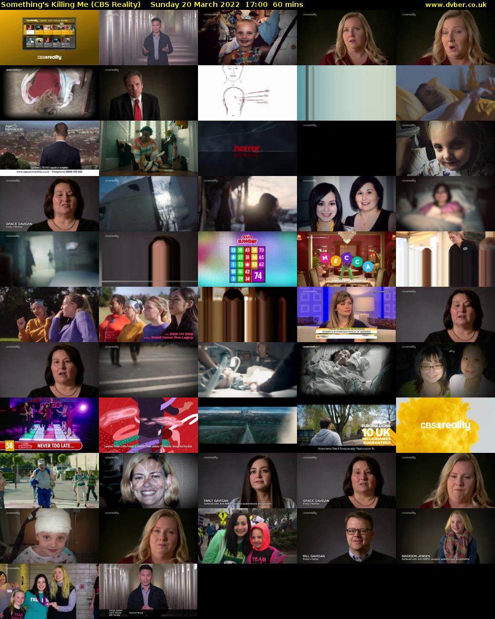 Something's Killing Me (CBS Reality) Sunday 20 March 2022 17:00 - 18:00