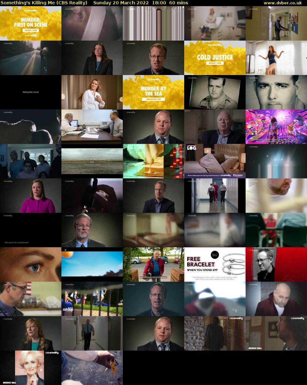 Something's Killing Me (CBS Reality) Sunday 20 March 2022 18:00 - 19:00
