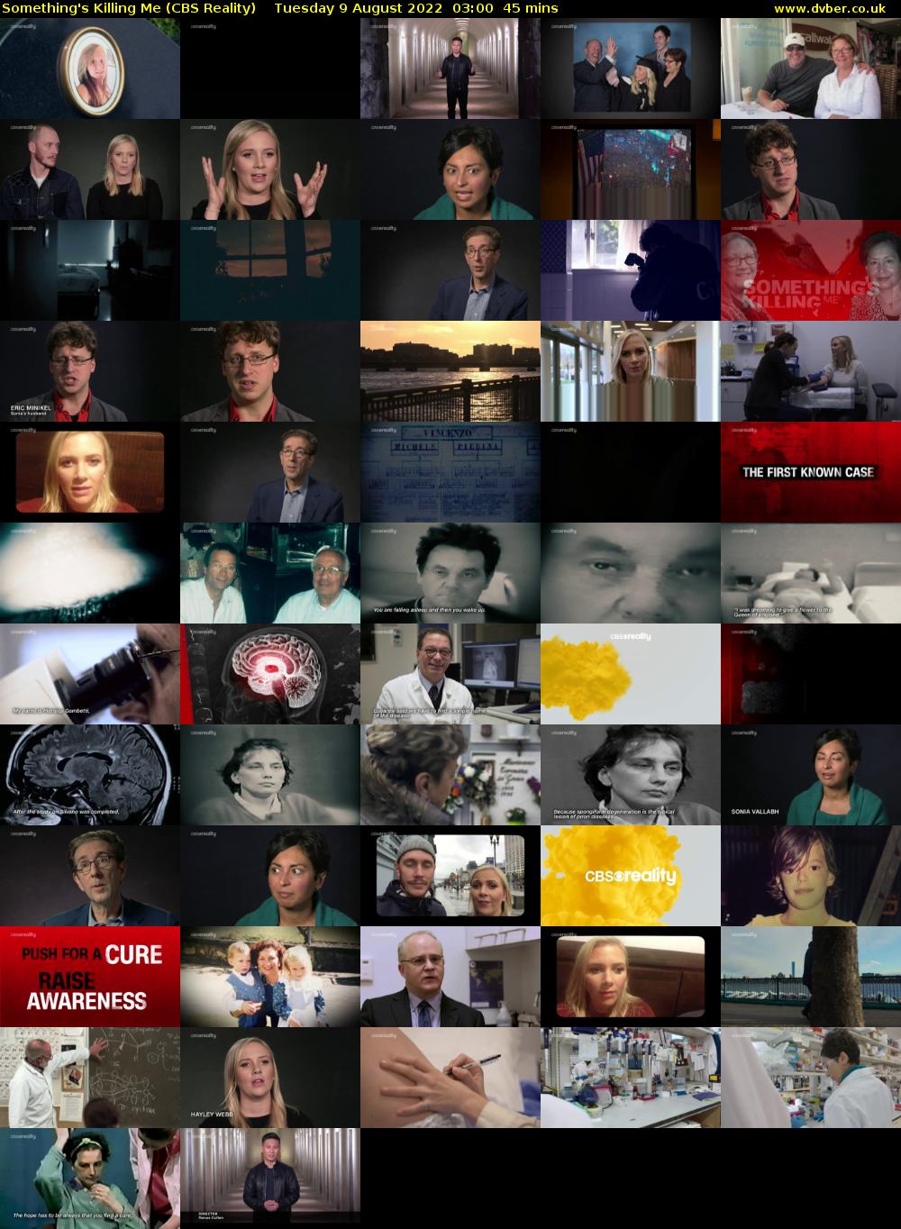Something's Killing Me (CBS Reality) Tuesday 9 August 2022 03:00 - 03:45