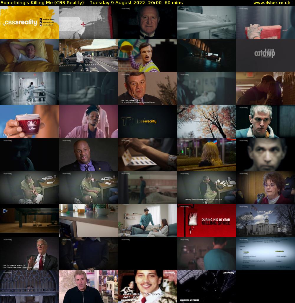 Something's Killing Me (CBS Reality) Tuesday 9 August 2022 20:00 - 21:00