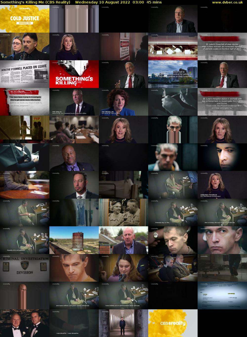 Something's Killing Me (CBS Reality) Wednesday 10 August 2022 03:00 - 03:45