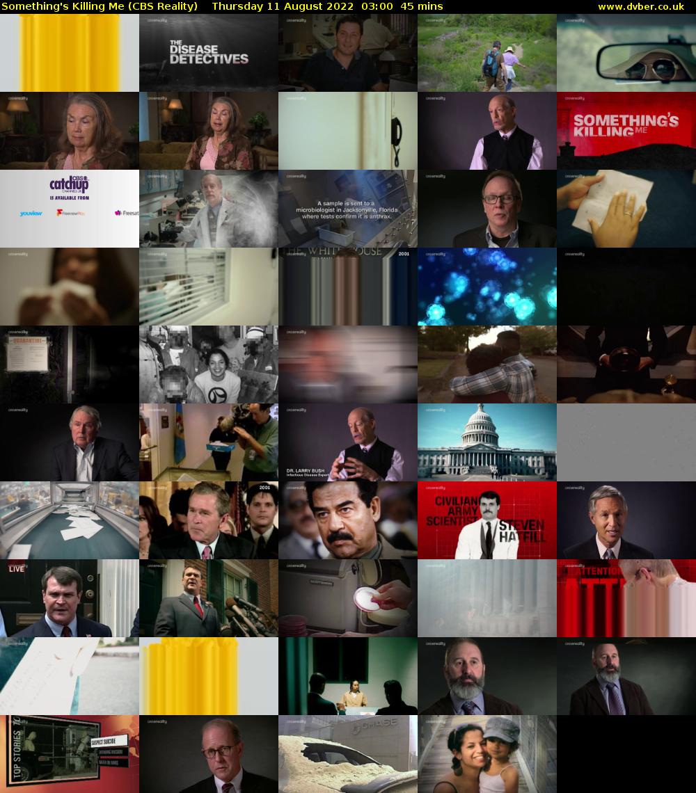Something's Killing Me (CBS Reality) Thursday 11 August 2022 03:00 - 03:45