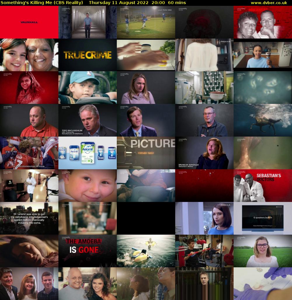 Something's Killing Me (CBS Reality) Thursday 11 August 2022 20:00 - 21:00