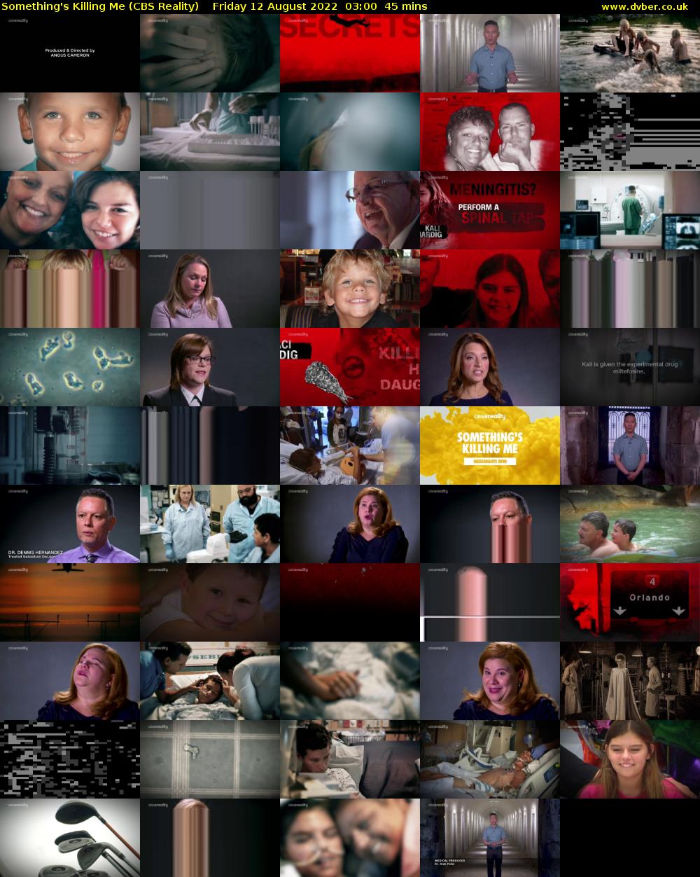 Something's Killing Me (CBS Reality) Friday 12 August 2022 03:00 - 03:45