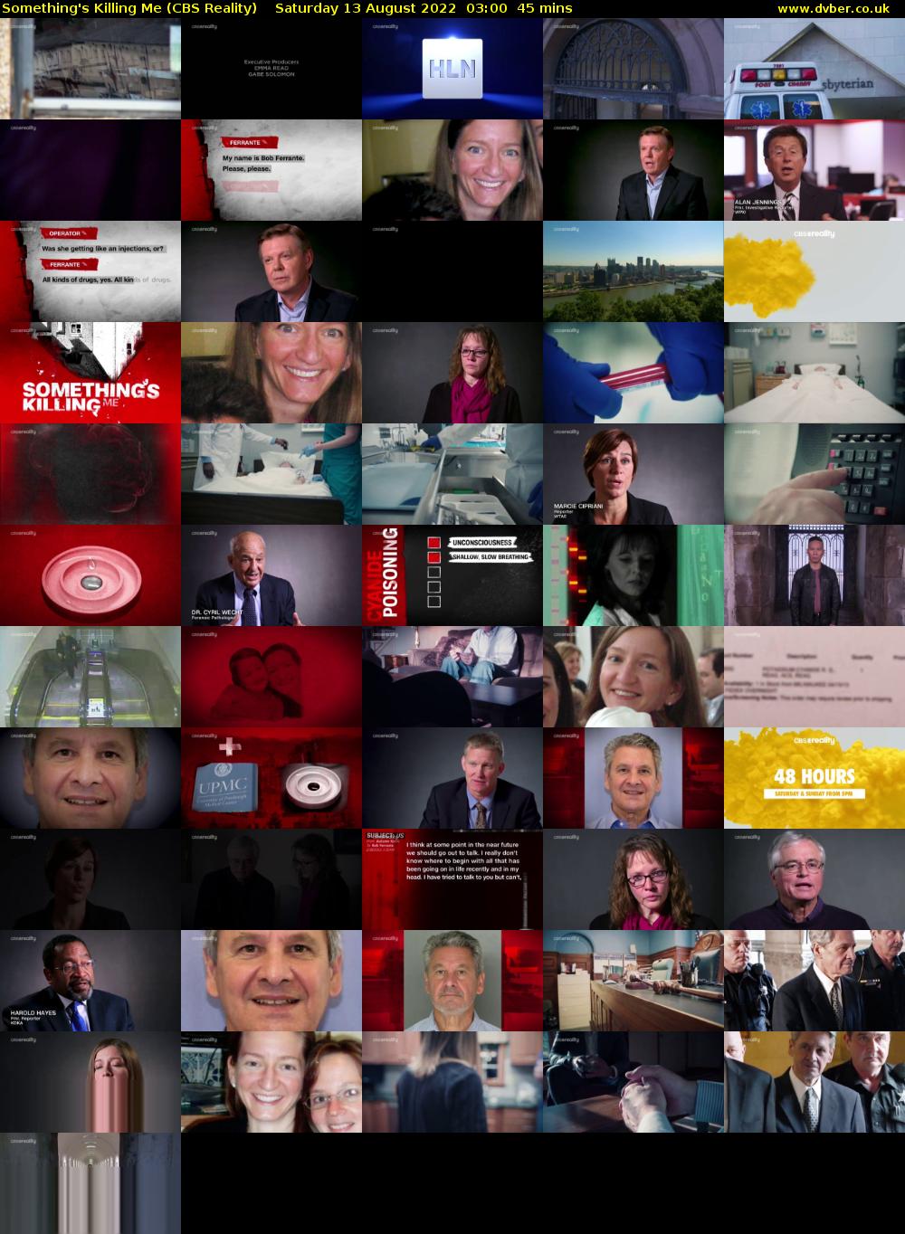 Something's Killing Me (CBS Reality) Saturday 13 August 2022 03:00 - 03:45