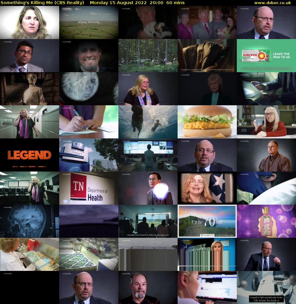 Something's Killing Me (CBS Reality) Monday 15 August 2022 20:00 - 21:00
