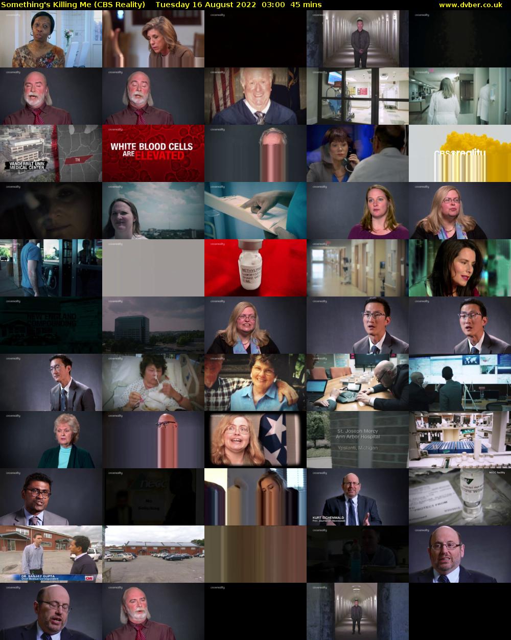 Something's Killing Me (CBS Reality) Tuesday 16 August 2022 03:00 - 03:45