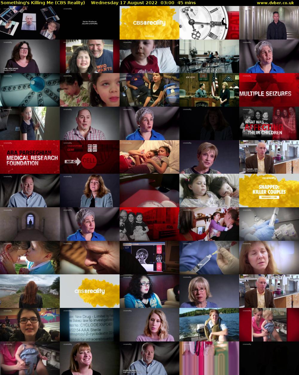 Something's Killing Me (CBS Reality) Wednesday 17 August 2022 03:00 - 03:45