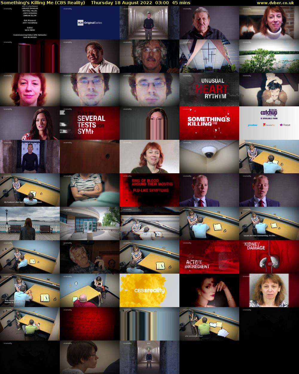 Something's Killing Me (CBS Reality) Thursday 18 August 2022 03:00 - 03:45