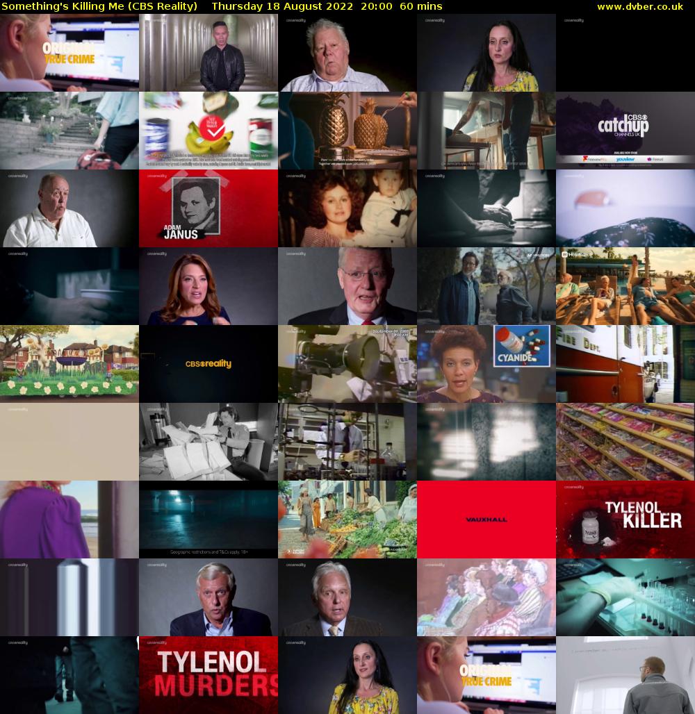 Something's Killing Me (CBS Reality) Thursday 18 August 2022 20:00 - 21:00