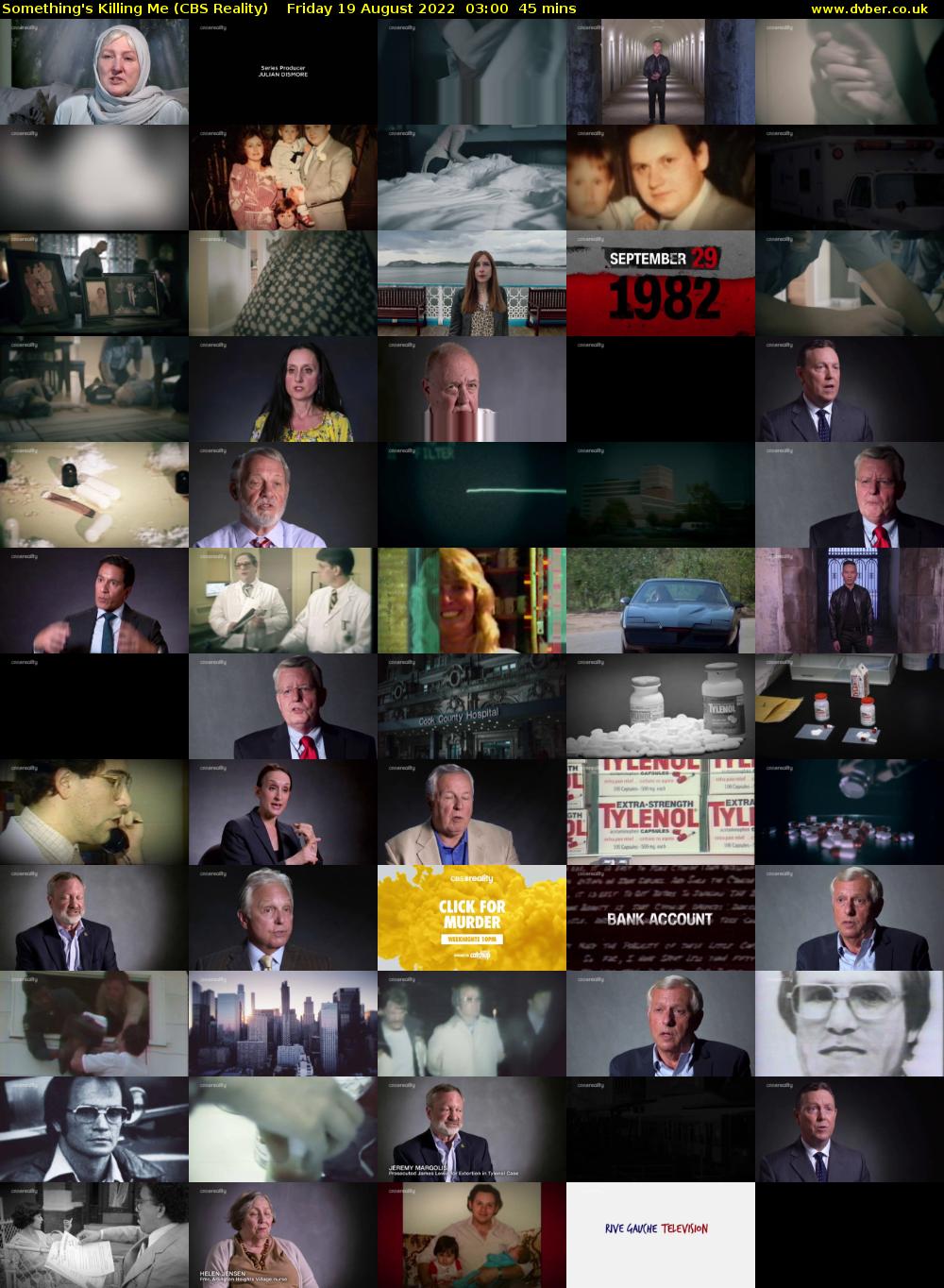 Something's Killing Me (CBS Reality) Friday 19 August 2022 03:00 - 03:45