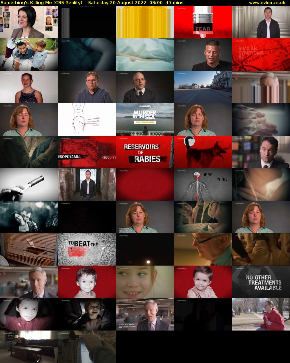 Something's Killing Me (CBS Reality) Saturday 20 August 2022 03:00 - 03:45