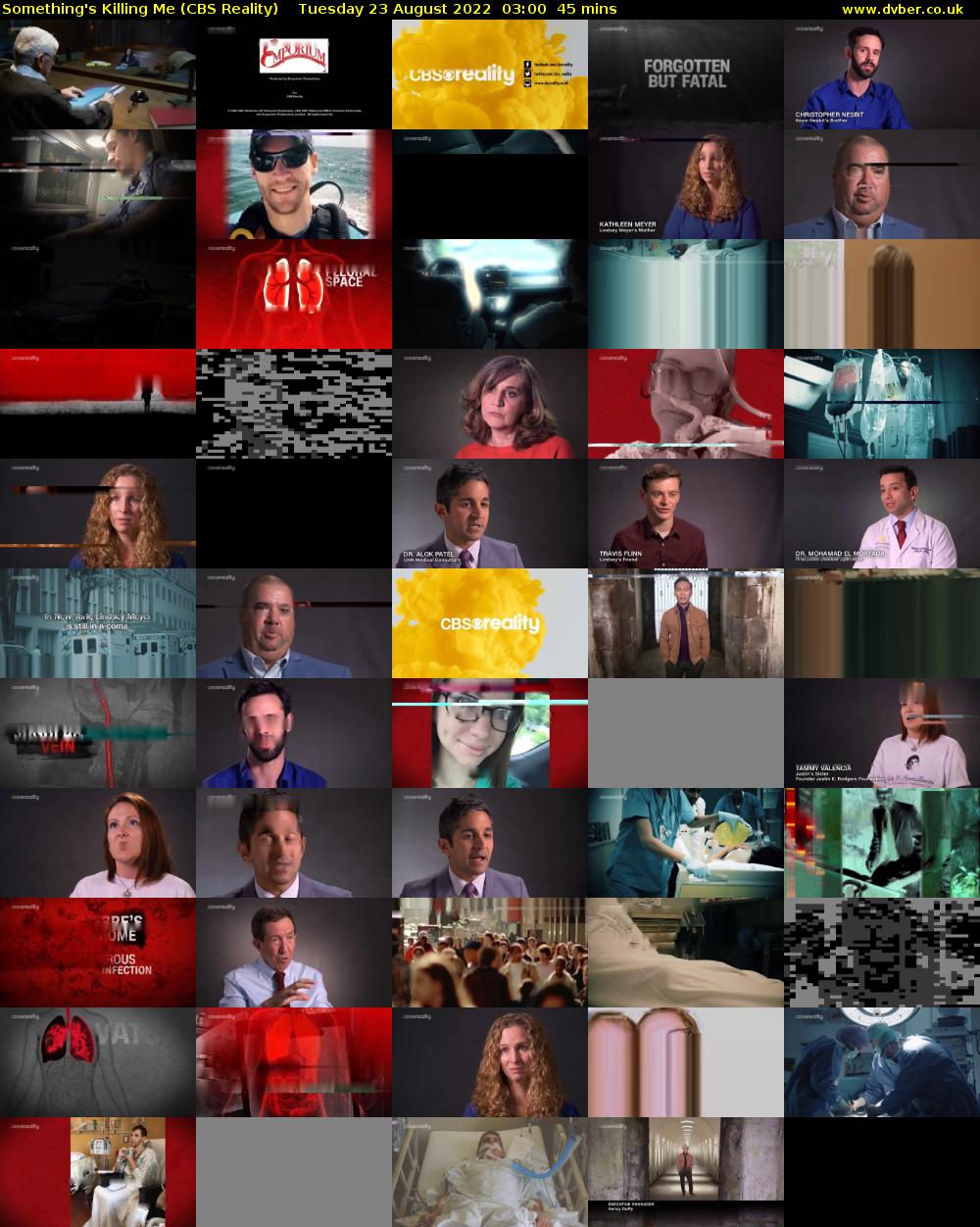 Something's Killing Me (CBS Reality) Tuesday 23 August 2022 03:00 - 03:45