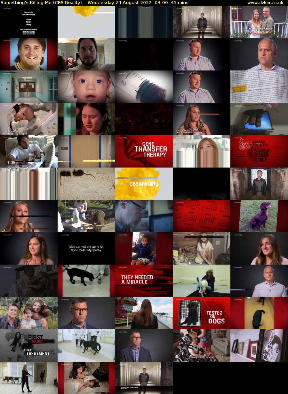 Something's Killing Me (CBS Reality) Wednesday 24 August 2022 03:00 - 03:45