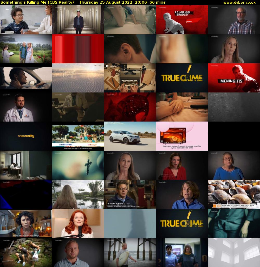 Something's Killing Me (CBS Reality) Thursday 25 August 2022 20:00 - 21:00