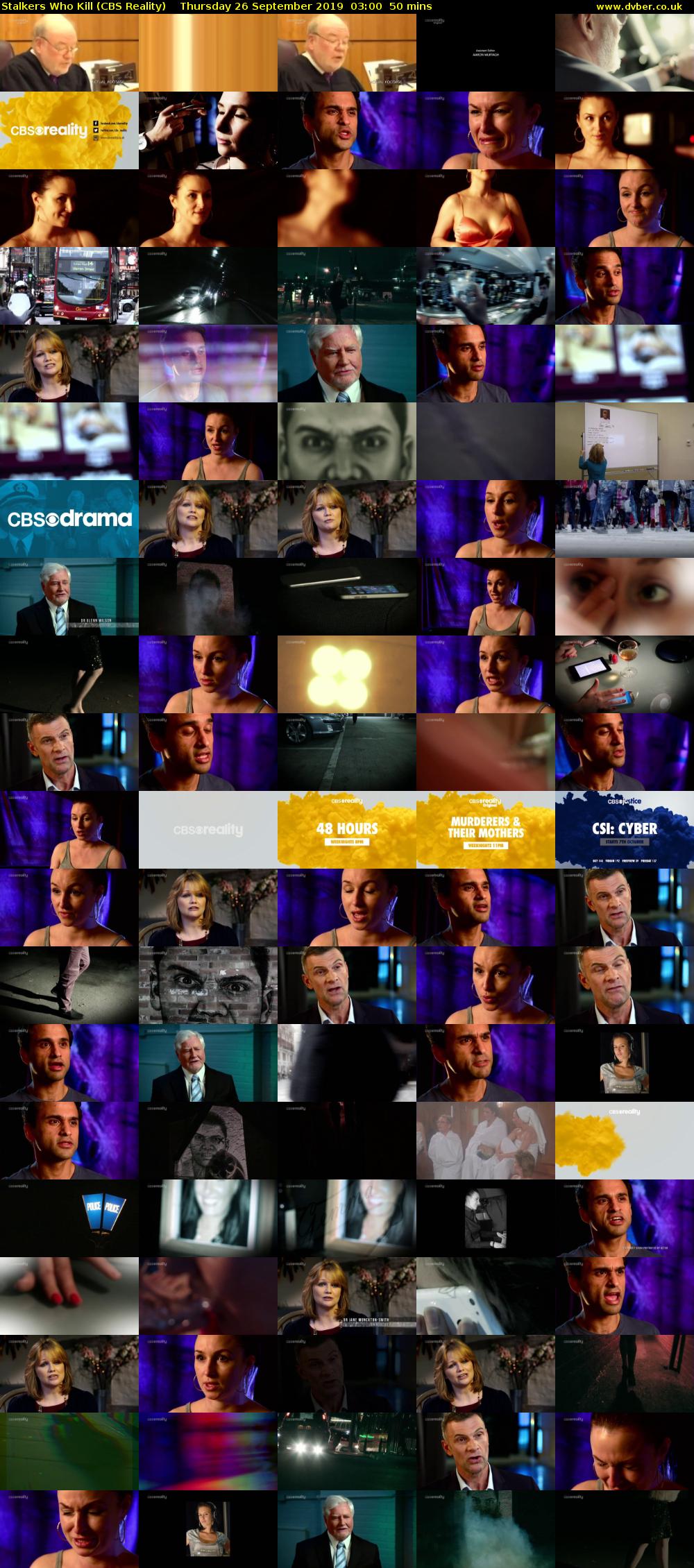 Stalkers Who Kill (CBS Reality) Thursday 26 September 2019 03:00 - 03:50