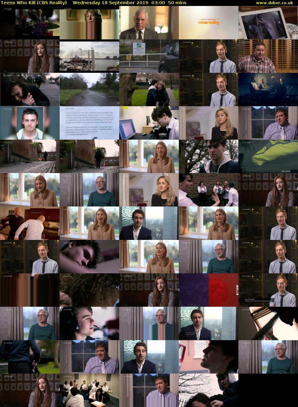 Teens Who Kill (CBS Reality) Wednesday 18 September 2019 03:00 - 03:50