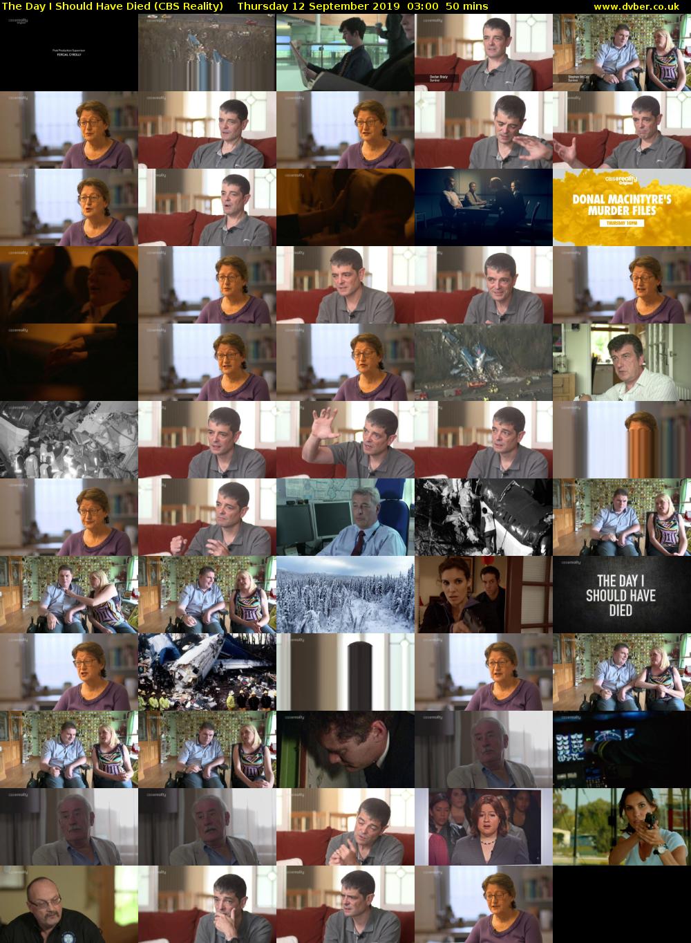 The Day I Should Have Died (CBS Reality) Thursday 12 September 2019 03:00 - 03:50