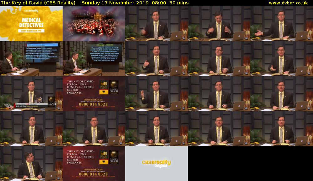 The Key of David (CBS Reality) Sunday 17 November 2019 08:00 - 08:30