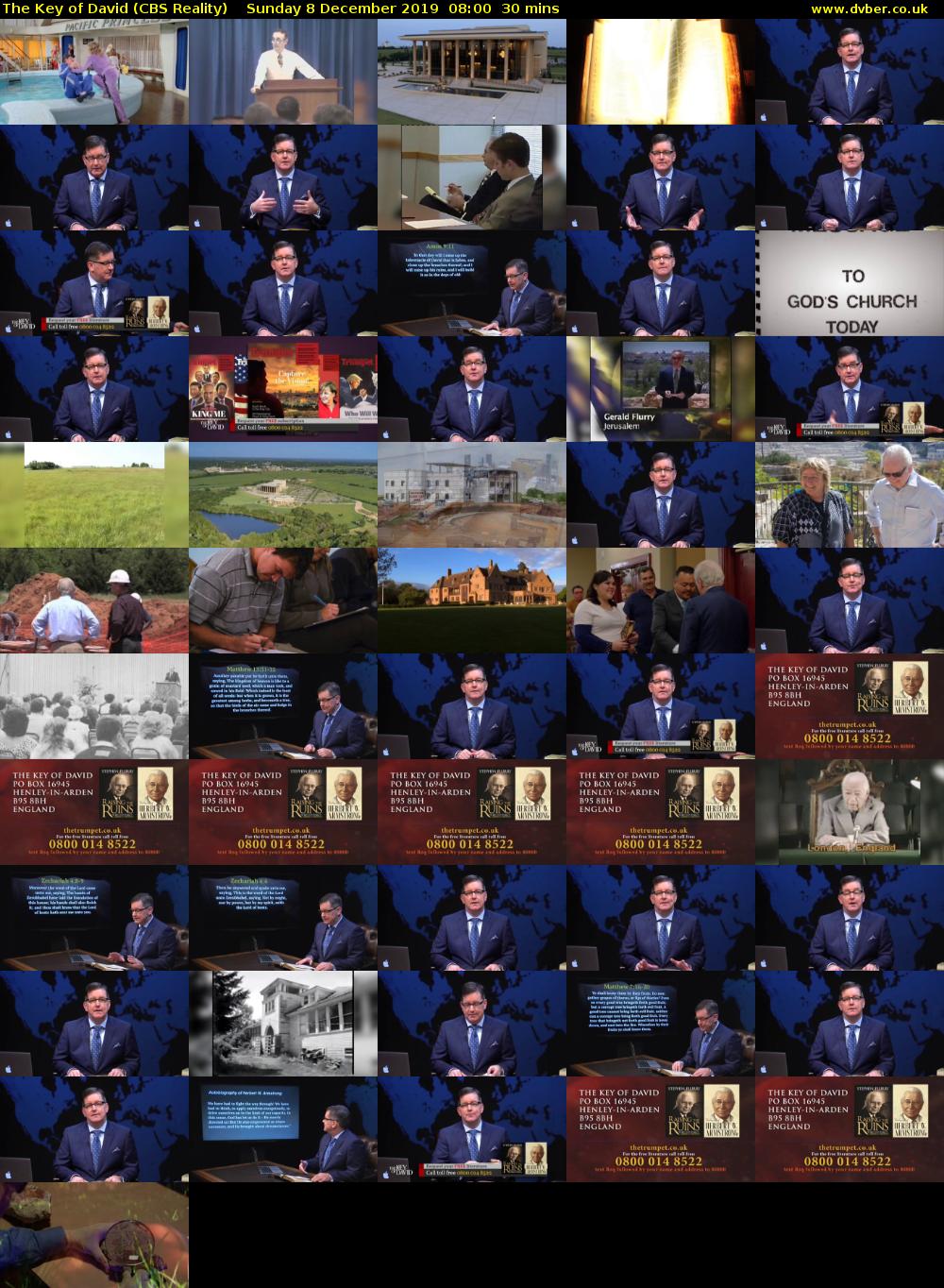 The Key of David (CBS Reality) Sunday 8 December 2019 08:00 - 08:30