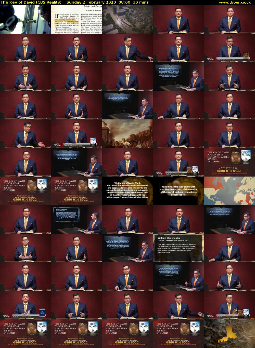 The Key of David (CBS Reality) Sunday 2 February 2020 08:00 - 08:30