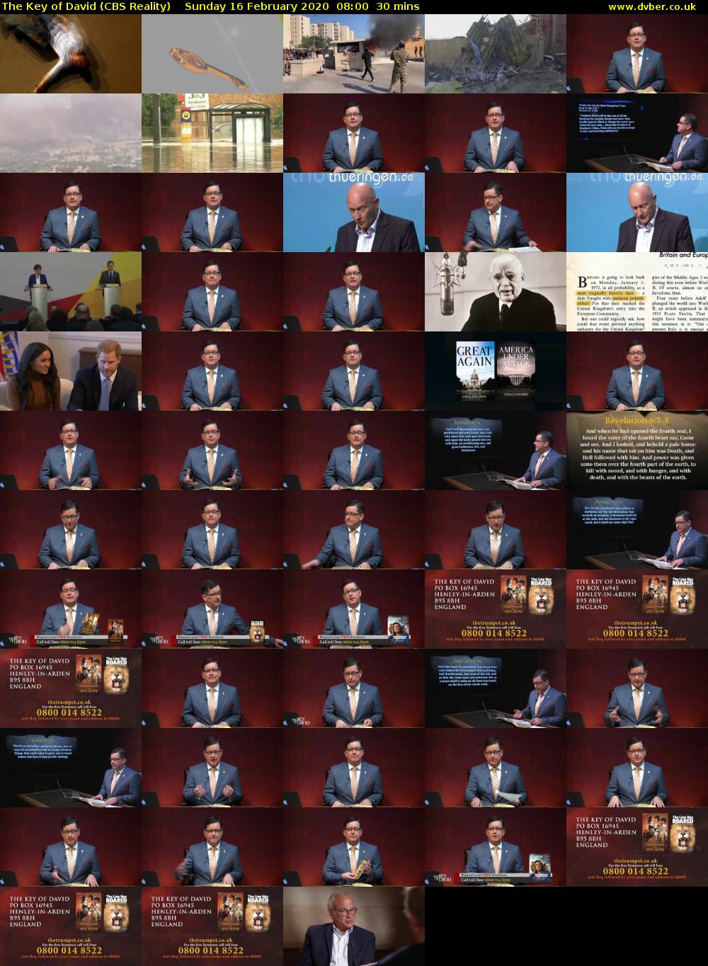 The Key of David (CBS Reality) Sunday 16 February 2020 08:00 - 08:30