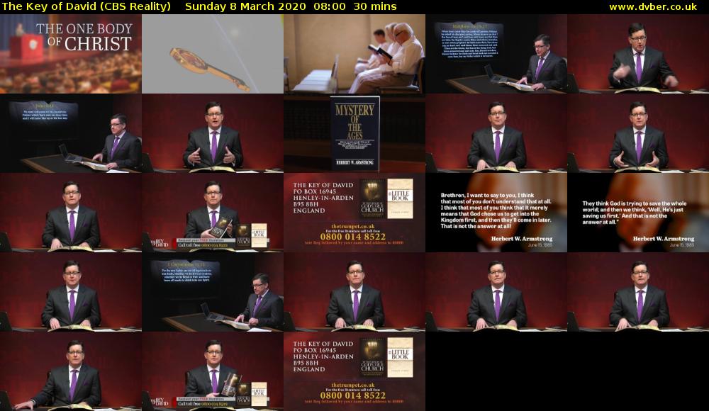 The Key of David (CBS Reality) Sunday 8 March 2020 08:00 - 08:30