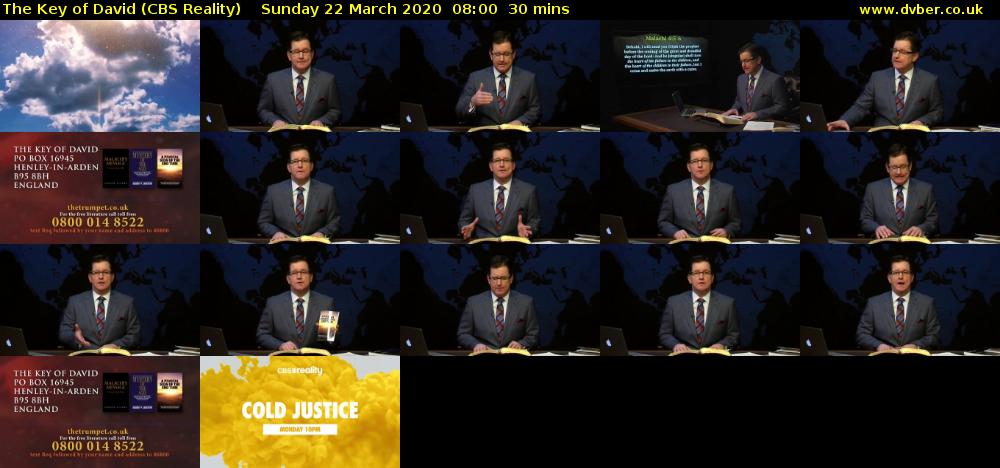 The Key of David (CBS Reality) Sunday 22 March 2020 08:00 - 08:30