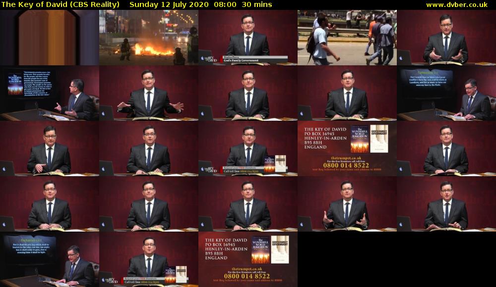 The Key of David (CBS Reality) Sunday 12 July 2020 08:00 - 08:30