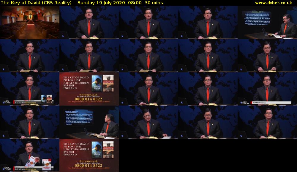 The Key of David (CBS Reality) Sunday 19 July 2020 08:00 - 08:30