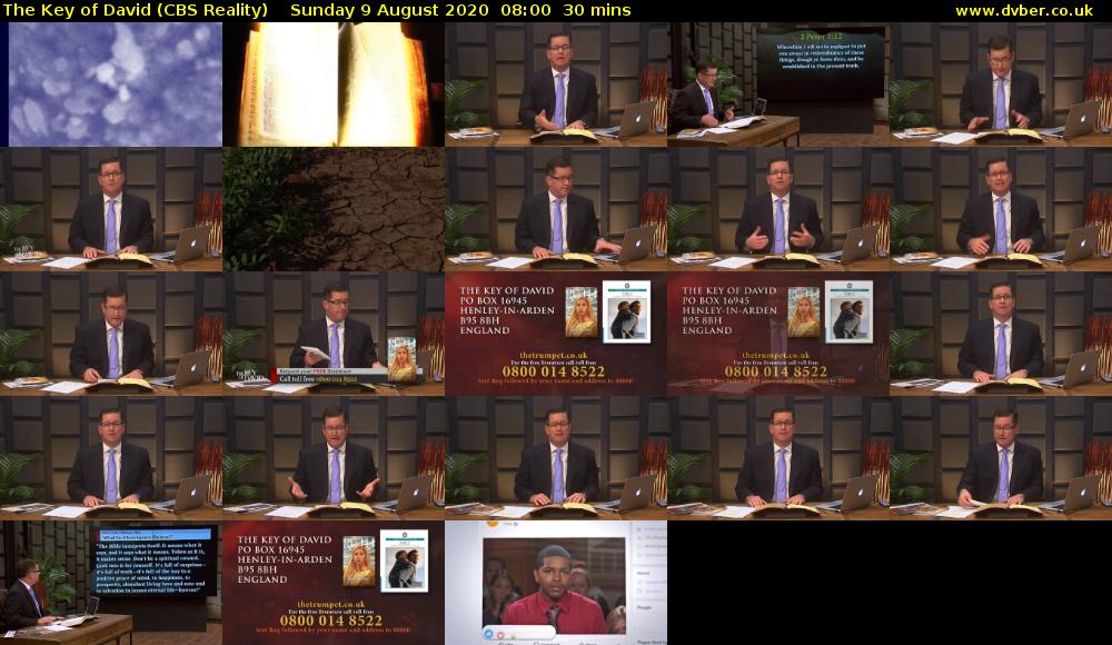 The Key of David (CBS Reality) Sunday 9 August 2020 08:00 - 08:30