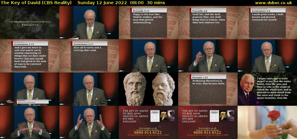 The Key of David (CBS Reality) Sunday 12 June 2022 08:00 - 08:30